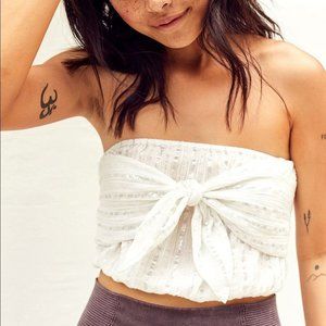 New Aerie Cropped White and Silver Tube Top